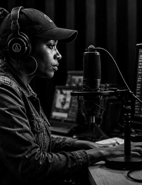 Artist and creative strategist working in a recording studio