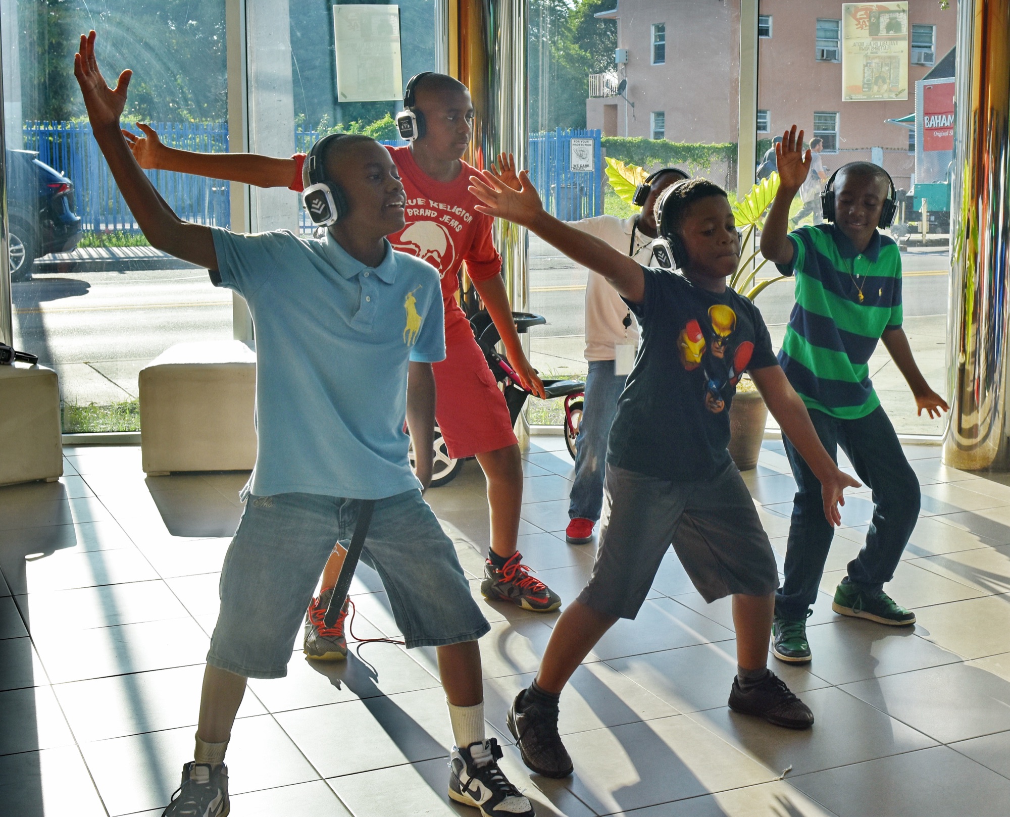 Youth participating in a back to school event