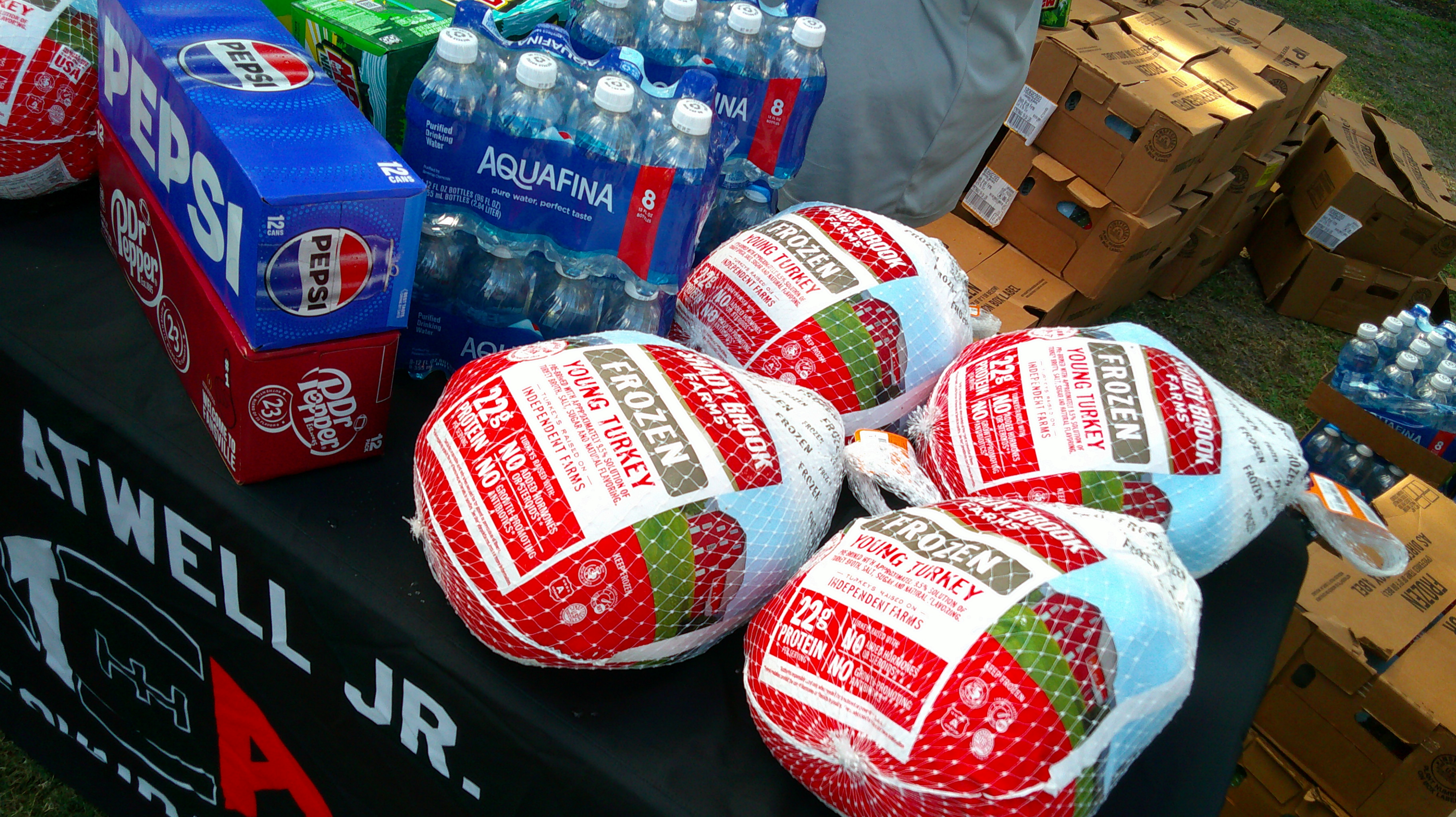 Turkey giveaway supplies and community food support